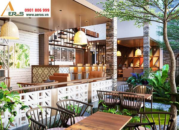 Thiết kế quán cafe với vật liệu kim loại