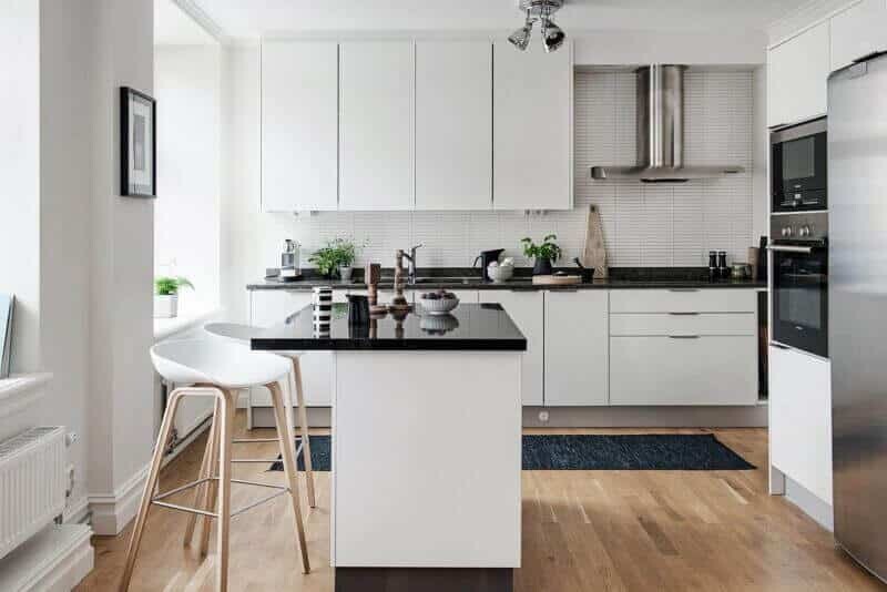 Mẫu tủ bếp đẹp chữ i phủ acrylic hiện đại cho nhà nhỏ 01