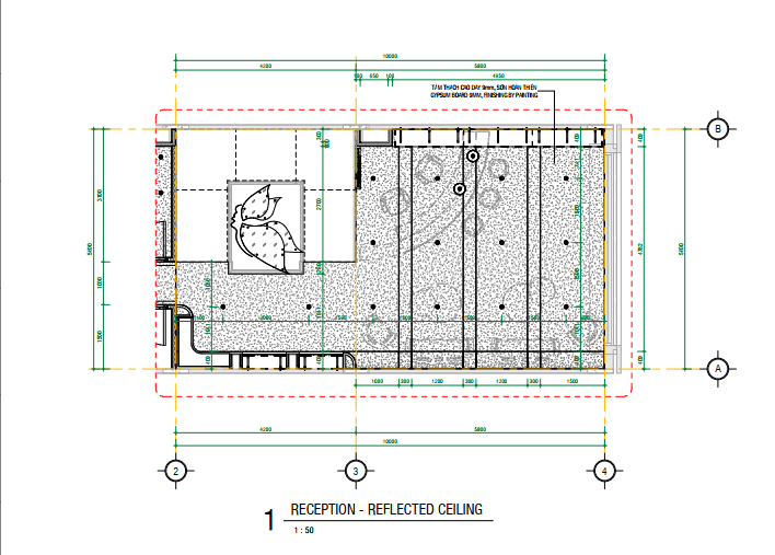 Bản vẽ thiết kế 2D cho nội thất khu vực tiếp khách của một spa, thẩm mỹ viện cao cấp