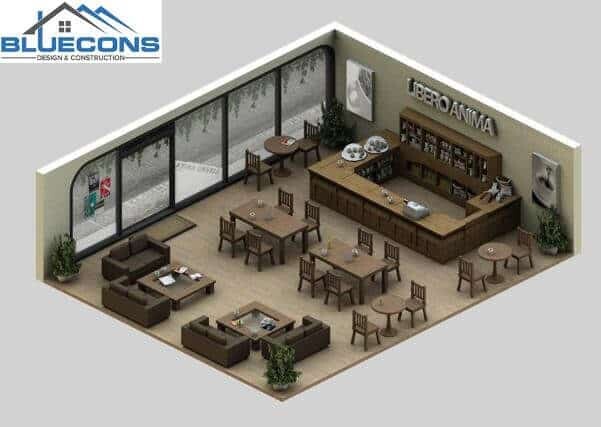 Bản 3D thiết kế quán cafe