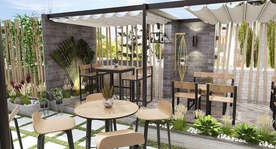 Thiết kế thi công quán cafe theo phong cách sân vườn