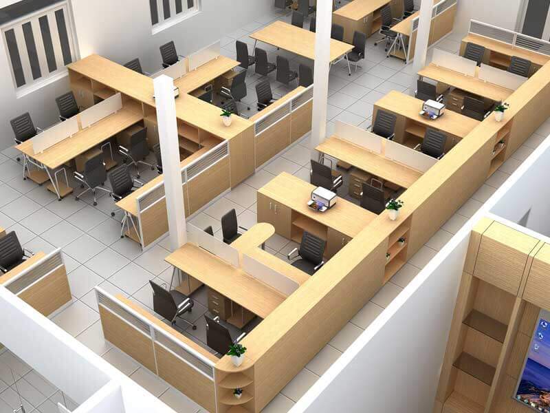Phối cảnh 3D góc văn phòng làm việc thi công nội thất văn phòng chuyên nghiệp
