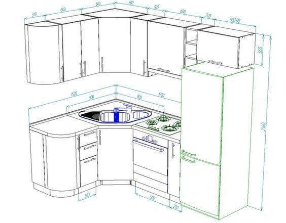 Mẫu bản vẽ thiết kế 2D đầy đủ chi tiết kích thước cho tủ bếp và cả nội thất bếp nhà bạn