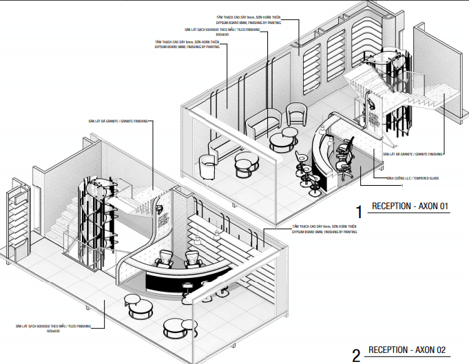 Báo giá thi công nội thất văn phòng - Mẫu vẽ thiết kế chi tiết công việc khu vực chỗ tiếp khách tại văn phòng