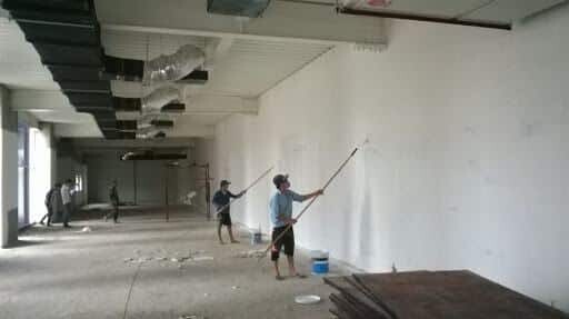 Quy trình thi công sơn tường hoàn thiện phần fit out cho hạng mục thi công văn phòng trọn gói tại công ty Bluecons