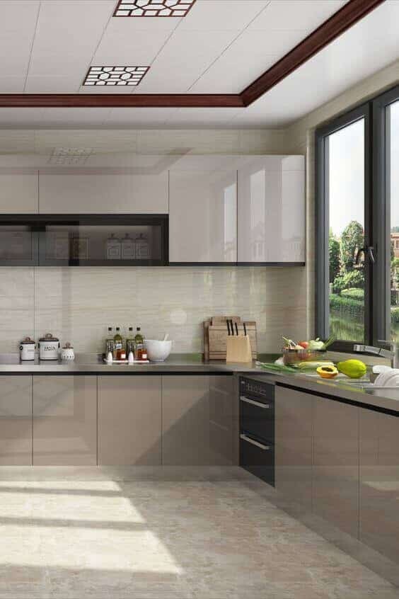 Không gian bếp hiện đại với thiết kế các tủ bếp acrylic đẹp