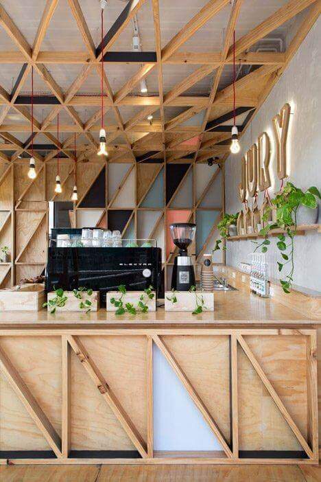 Thiết kế quán cafe chất liệu gỗ