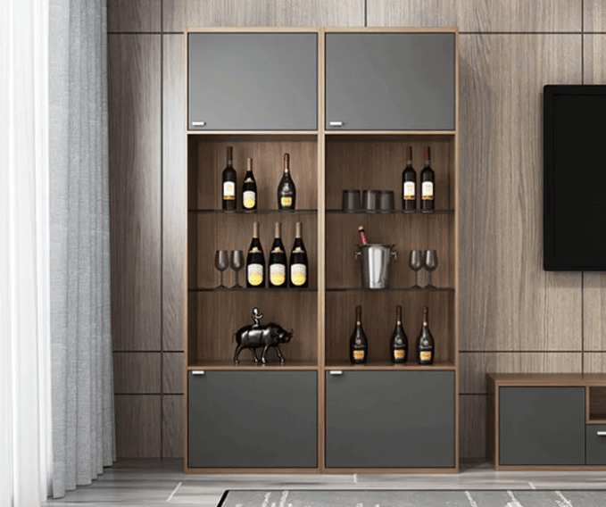 Tủ rượu gỗ công nghiệp thiết kế đơn giản