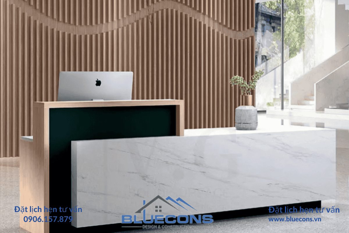 Quầy Lễ Tân Đẹp BlueCons- Trãi Nghiệm Sang Trọng