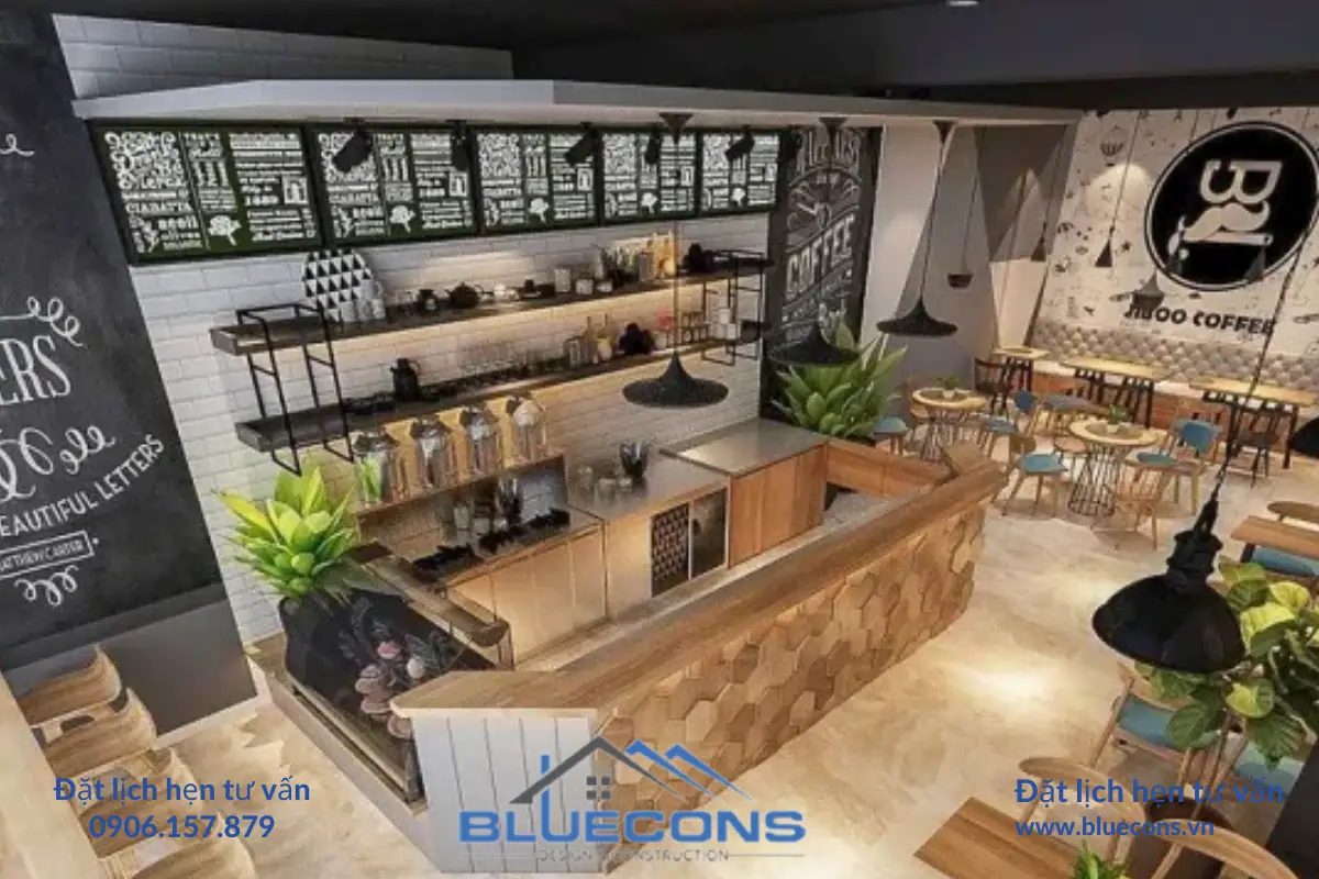 Thiết Kế Nội Thất Quầy Cafe BLUECONS-Sáng Tạo Và Đẳng Cấp QCF018