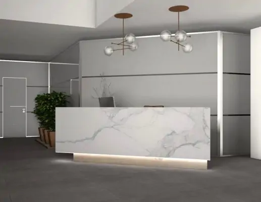 Bàn quầy lễ tân giả đá cao cấp TPHCM 18 Quầy lễ tân vân đá chất lượng cao
