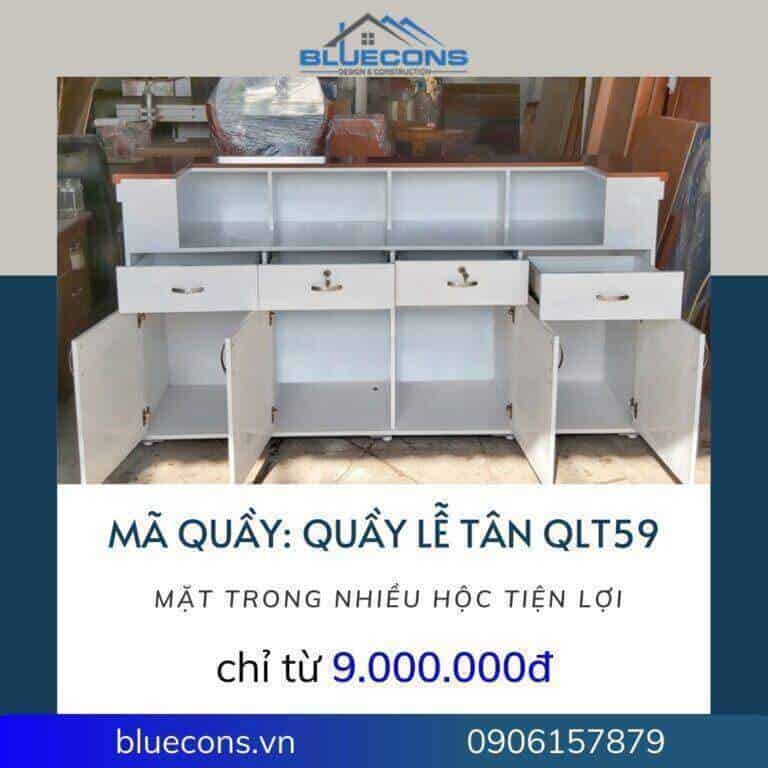 Thiết kế bàn lễ tân với mặt trong tiện lợi, nhiều hộc đựng đồ