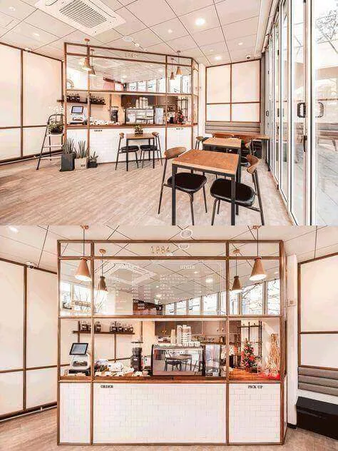 Decor quầy bar phong cách vintage kết hợp tone trắng hài hòa