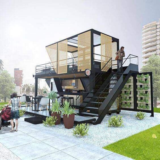 Thi công quán cafe container sân vườn tạo không gian xanh thân thiện với môi trường