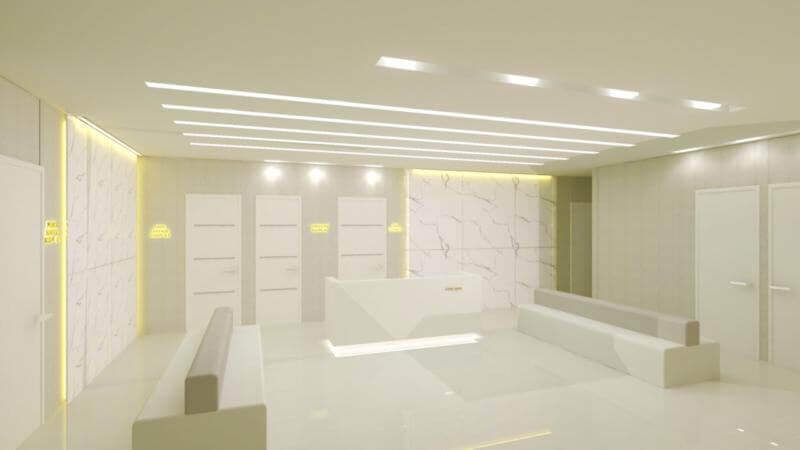 bản vẽ 3D phối cảnh mặt trước phòng khám
