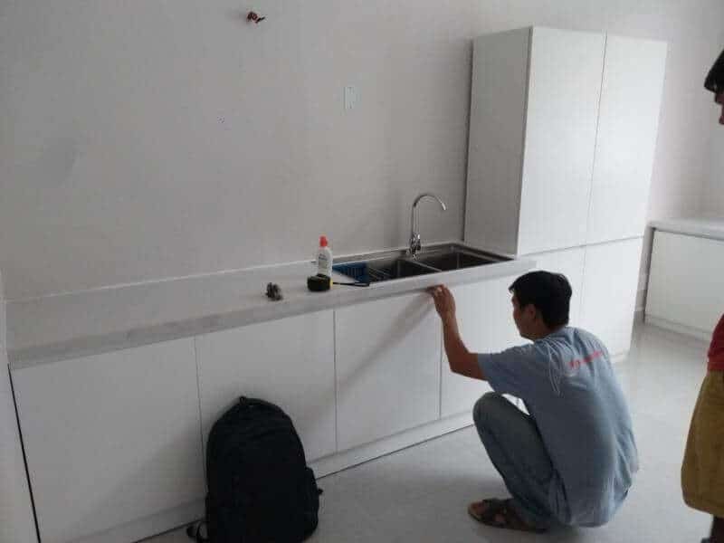 thi công hệ quầy lavobo tiêu chuẩn cho phòng thanh trùng