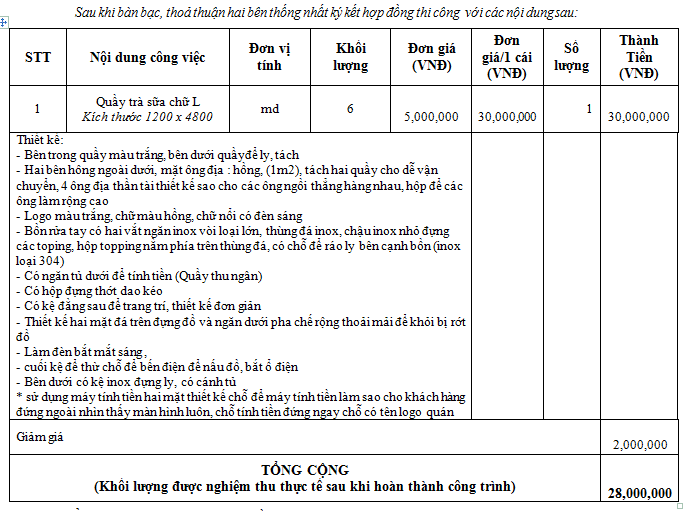 Quầy pha chế giá rẻ