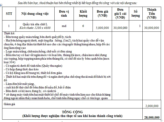 Quầy pha chế giá rẻ