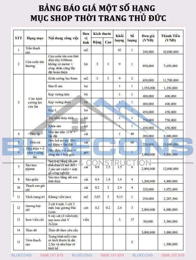 Nội thất shop thời trang