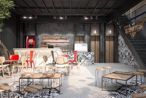 Thiết kế quầy cafe bố cục đơn giản, gọn gàng
