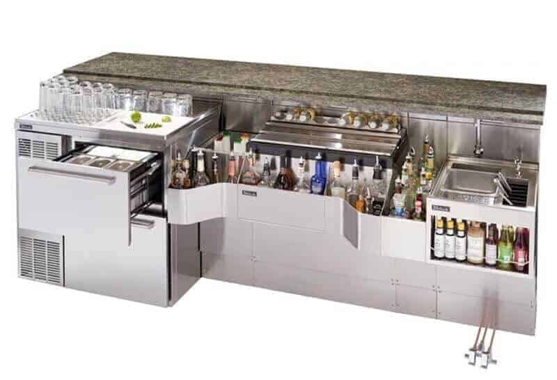 Thiết kế quầy bar nhà hàng với chậu rửa inox tiện nghi