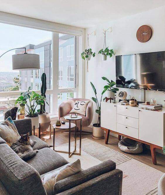 Phòng khách với thiết kế trang trí nội thất căn hộ thu hút và gần gũi