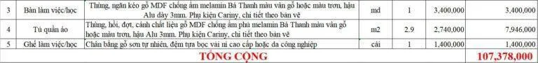 Báo giá thiết kế thi công nội thất chung cư