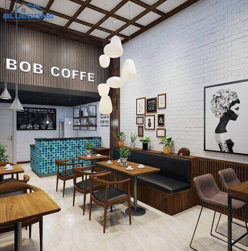 Màu sắc chủ đạo thể hiện phong cách thiết kế quán cafe