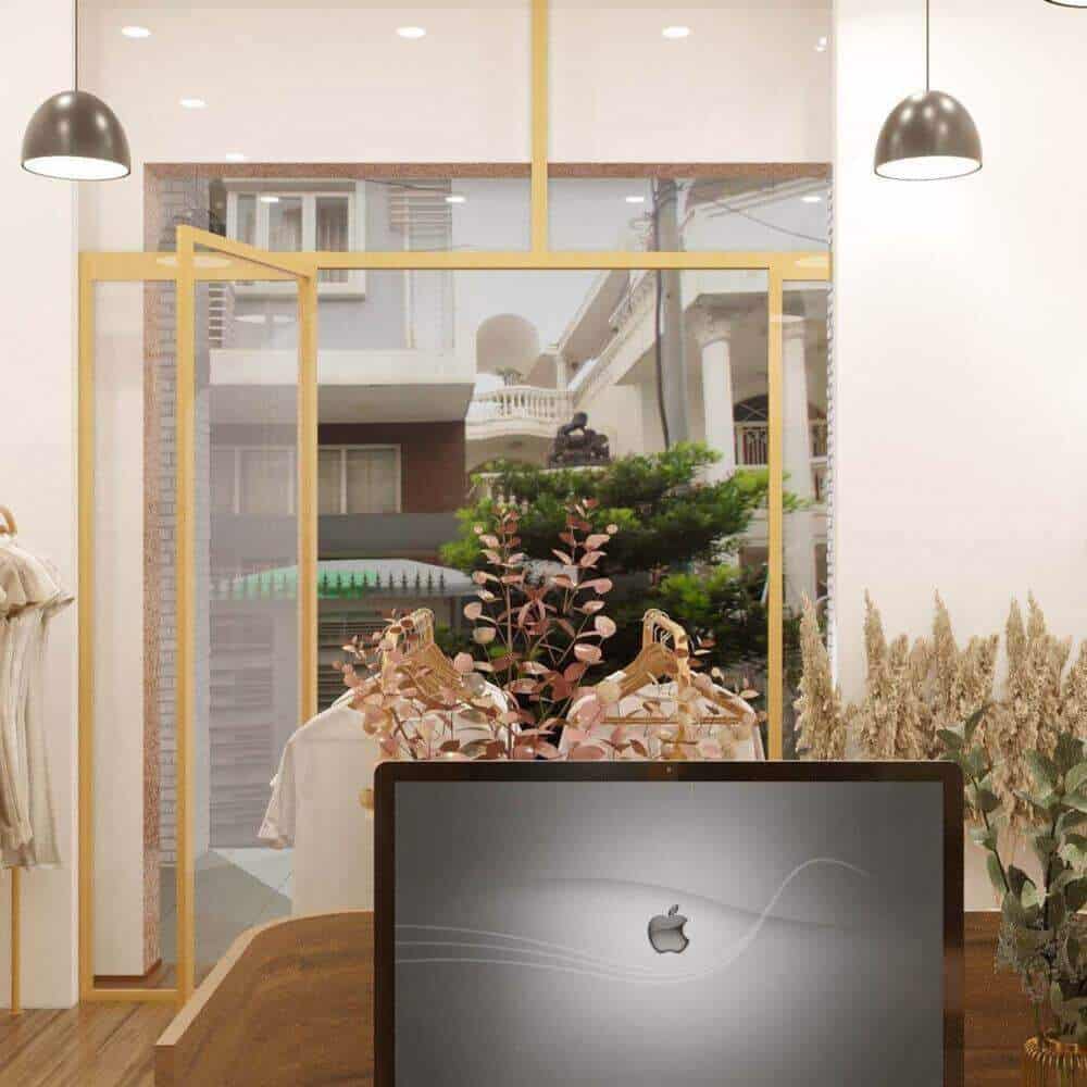 Mẫu thiết kế shop thời trang phong cách đơn giản, hiện đại