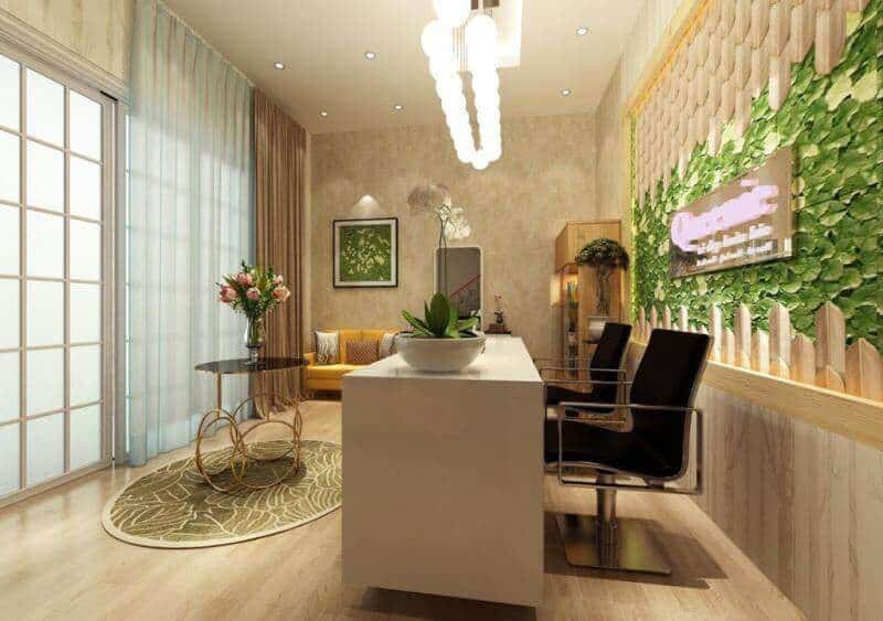 Quầy bar phục vụ khách hàng trong thiết kế thẩm mỹ viện