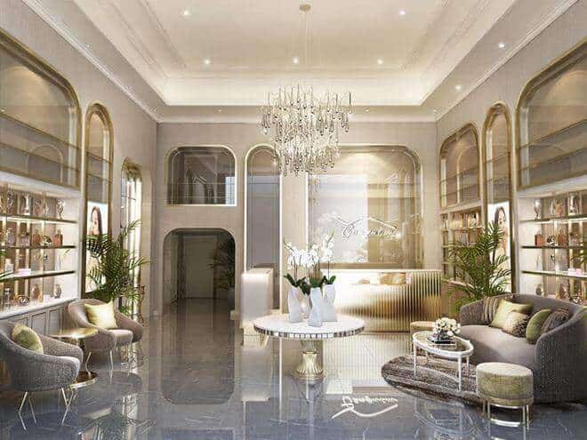 Không gian trang trí đèn trong thiết kế spa chuyên nghiệp