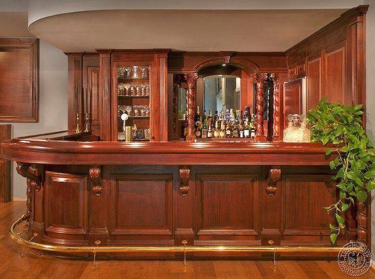 Quầy bar với thiết kế hoàn toàn bằng gỗ