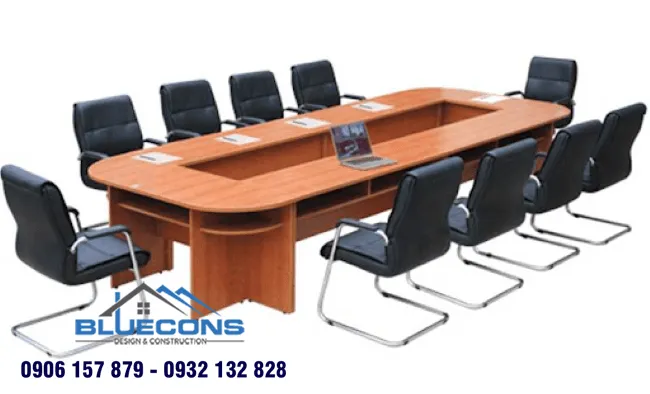 Bàn họp bầu dục gỗ công nghiệp bền đẹp, tiết kiệm chi phí