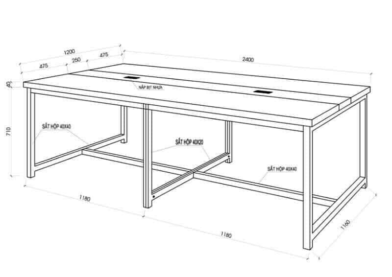 Mẫu bản vẽ mẫu bàn họp cho không gian phòng họp