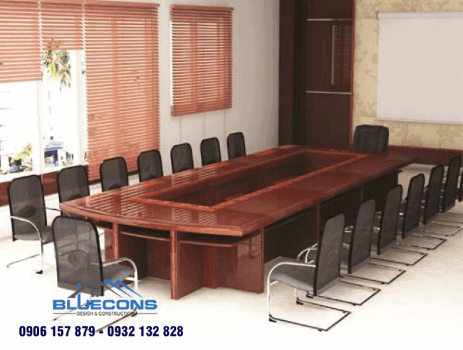 Bàn họp oval - Thiết kế khởi nguồn xu hướng nội thất phòng họp 2022 11 Bàn họp oval chân gỗ mặt quây rỗng sang trọng và hiện đại