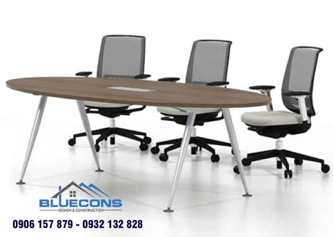 Sang trọng cao cấp với bàn họp oval chân sắt