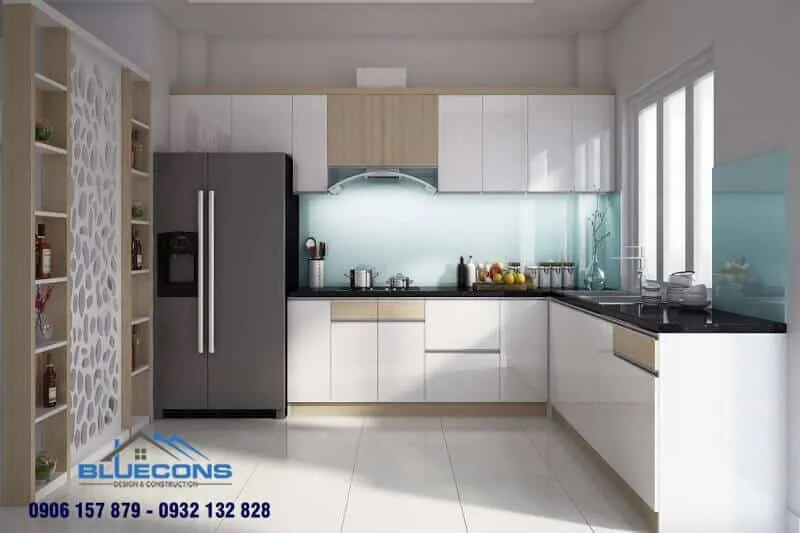 Kích thước tủ bếp chữ L 2 Thiết kế phòng chung cư đẹp
