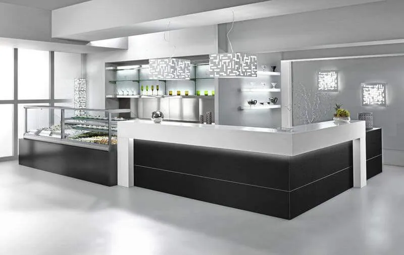 Quầy bar bằng đá nhân tạo 2 Quầy thu ngân gỗ đẹp giá thành thấp