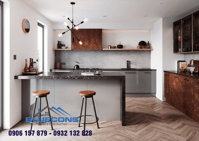 Quầy bar ngăn bếp và phòng khách 5 Quầy bar mặt đá phá cách không gian nội thất