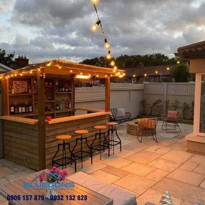 Quầy bar ngoài trời đẹp 5 Tủ trưng bày đồ cổ cho phòng khách ấn tượng