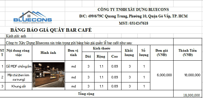 Báo giá Thiết kế quán cafe nhỏ đẹp