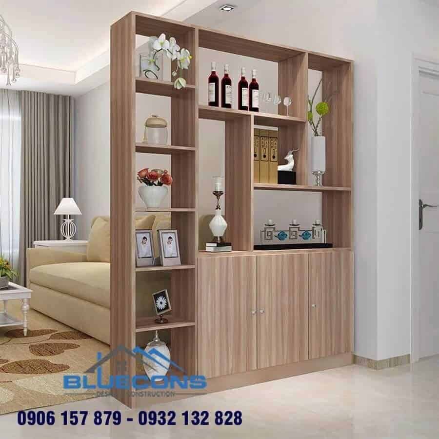 Tủ trang trí kiêm ngăn phòng khách tiện dụng