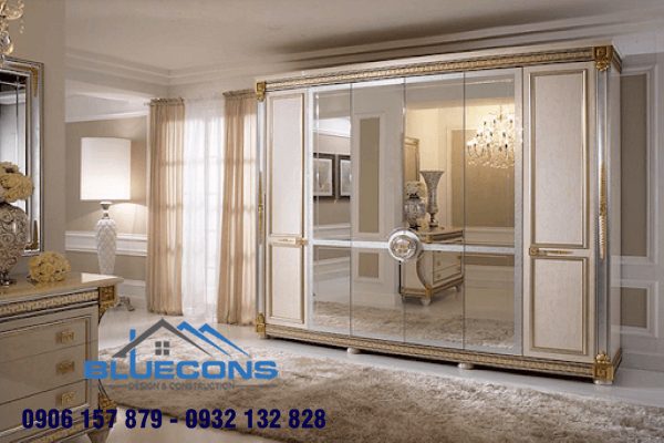 Tủ áo tân cổ điển cánh kính
