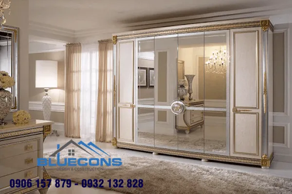 Tủ quần áo tân cổ điển gỗ công nghiệp 3 Thiết kế phòng chung cư đẹp