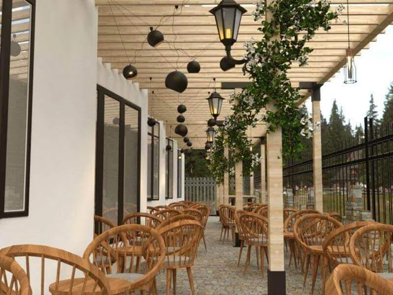 Thiết kế quán cafe sân vườn, ngoài trời, không gian mở, đơn giản đẹp 2024 2 Thiết kế quán cafe phong cách vintage