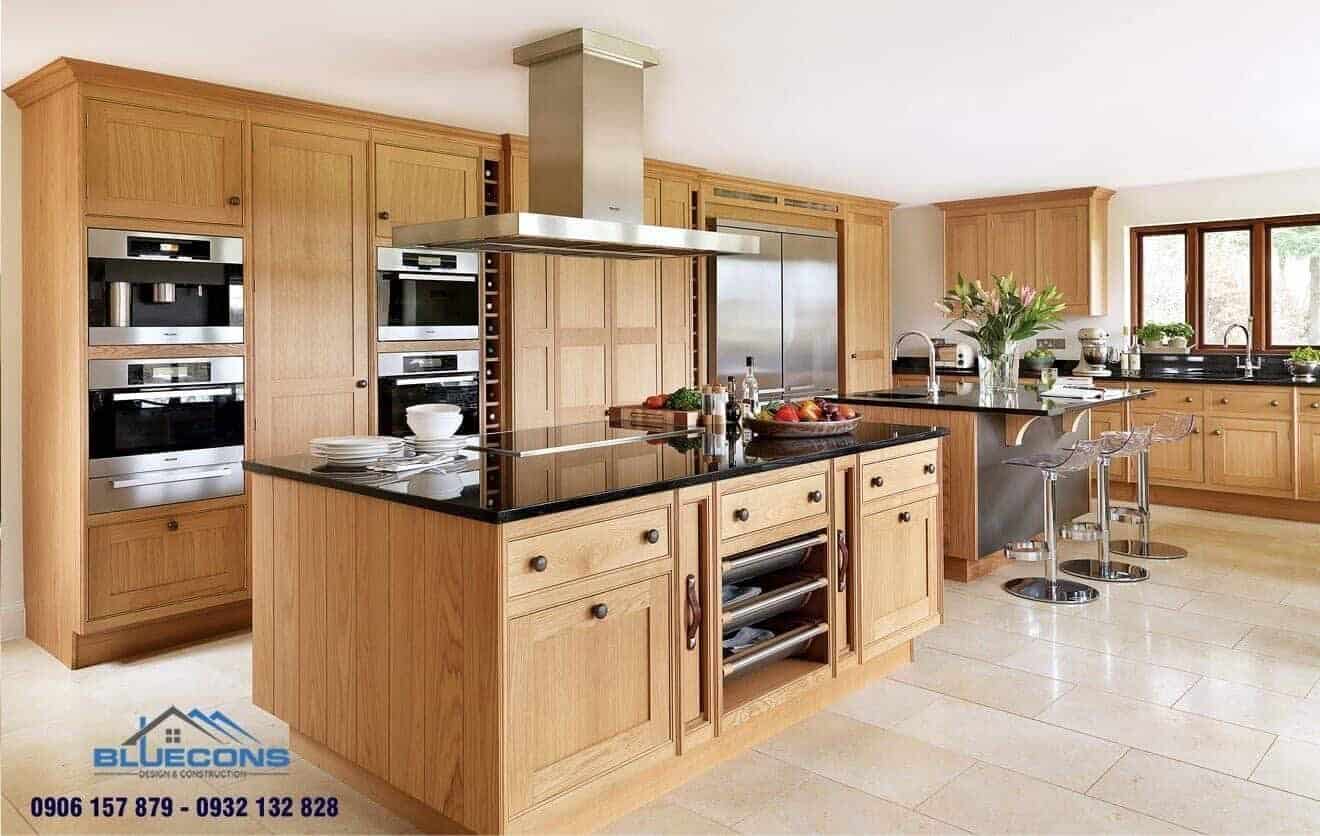 Đóng tủ bếp gỗ công nghiệp 6 Tủ gỗ sồi Mỹ được đánh giá tốt hơn nên có giá cao hơn