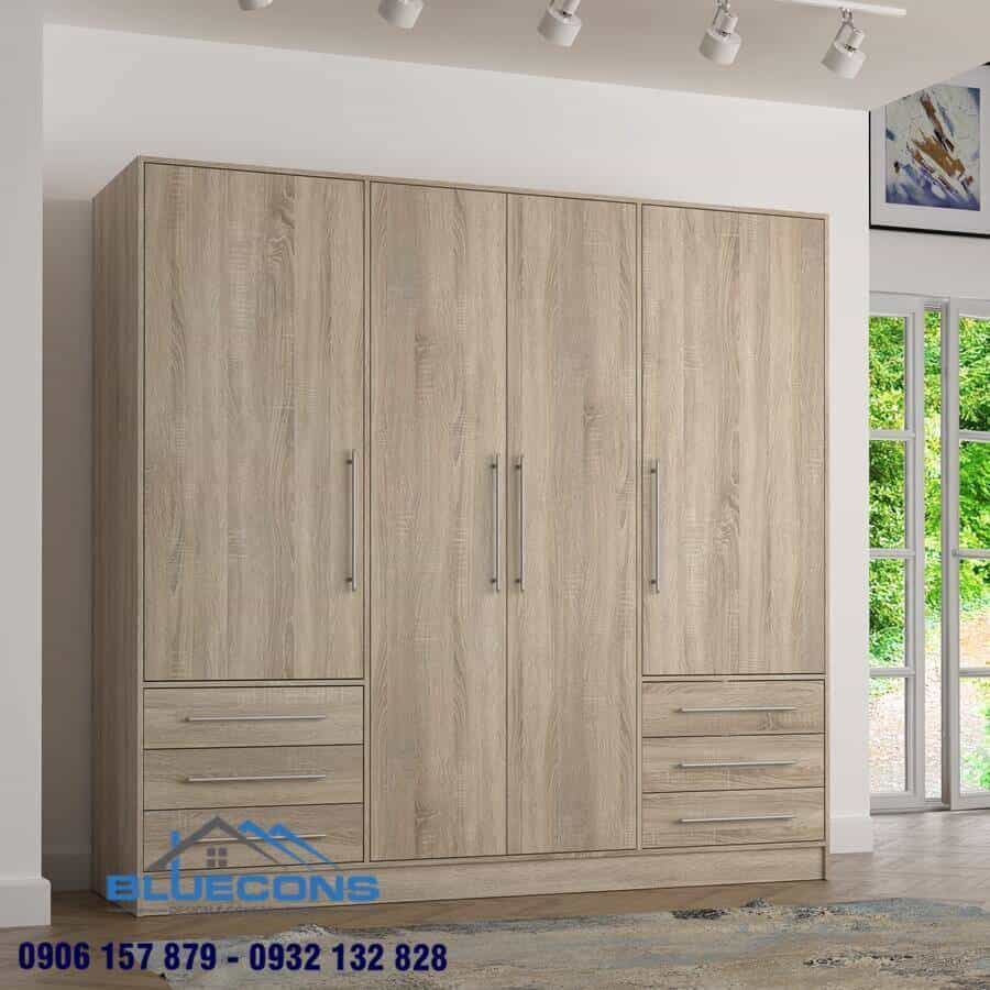 Đóng tủ quần áo theo yêu cầu với chất liệu gỗ công nghiệp