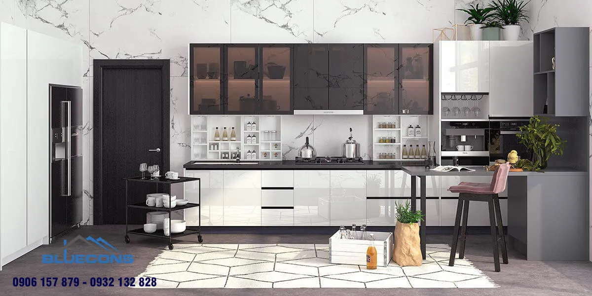 Tủ bếp chữ I 2 Thiết kế phòng chung cư đẹp