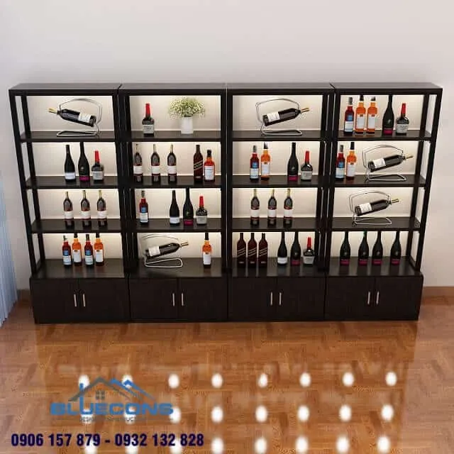 Mẫu tủ trưng bày rượu ngâm siêu đẹp hot nhất hiện nay 2 Tủ trưng bày đồ cổ cho phòng khách ấn tượng