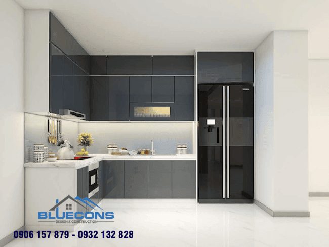Kích thước tủ bếp 3 Tủ bếp kích thước chuẩn cho chung cư cao cấp